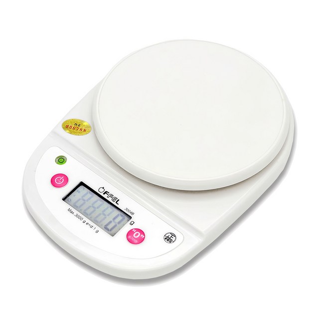 오펠 대용량 주방저울 화이트 · 최대 3kg · 1g 표시 · 본체 1대